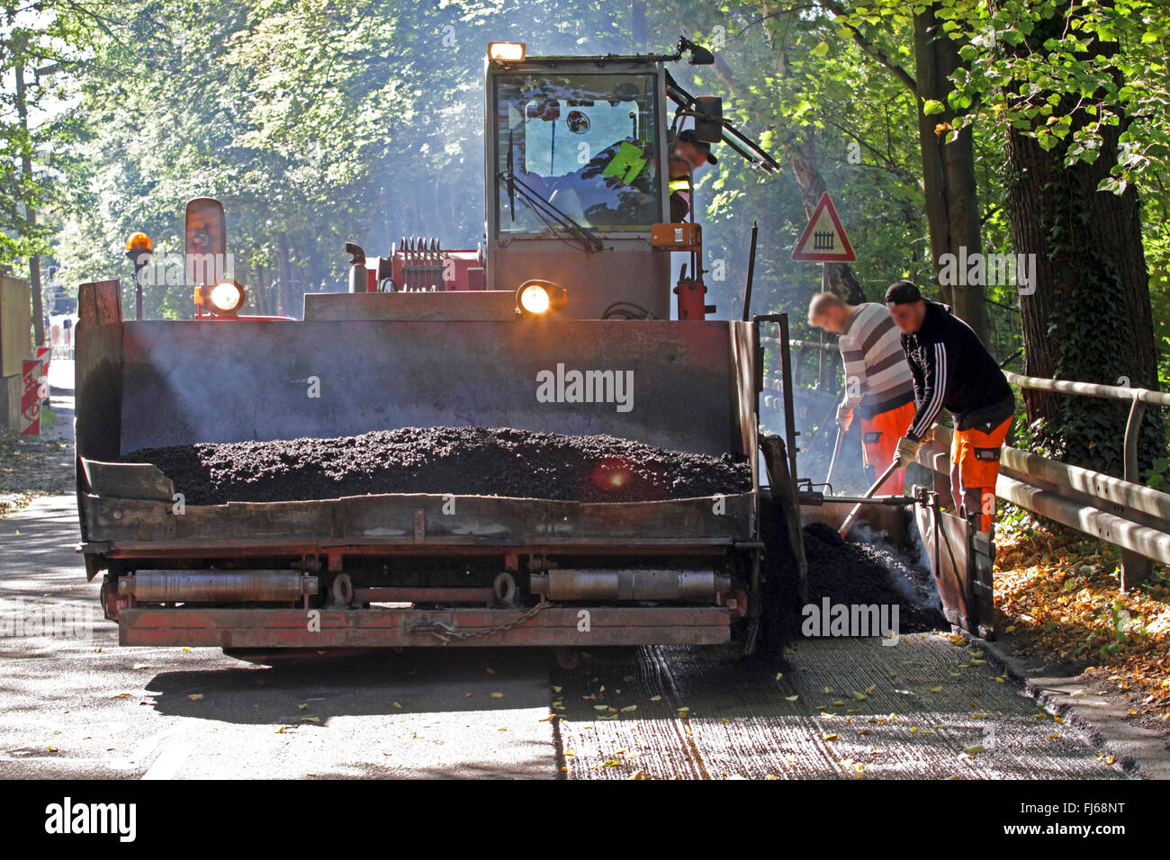Baustellen, asfaltar Straße, Deutschland Stockfoto