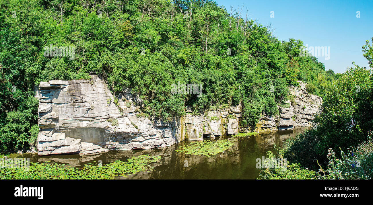 Buky Canyon in Tscherkassy, Ukraine. River Mountain Tikich. Stockfoto
