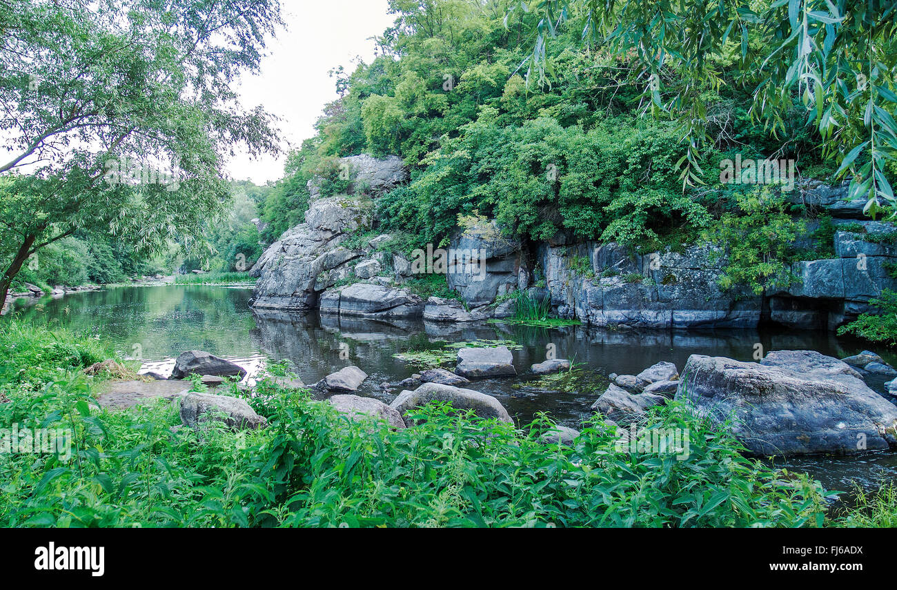 Buky Canyon in Tscherkassy, Ukraine. River Mountain Tikich. Stockfoto