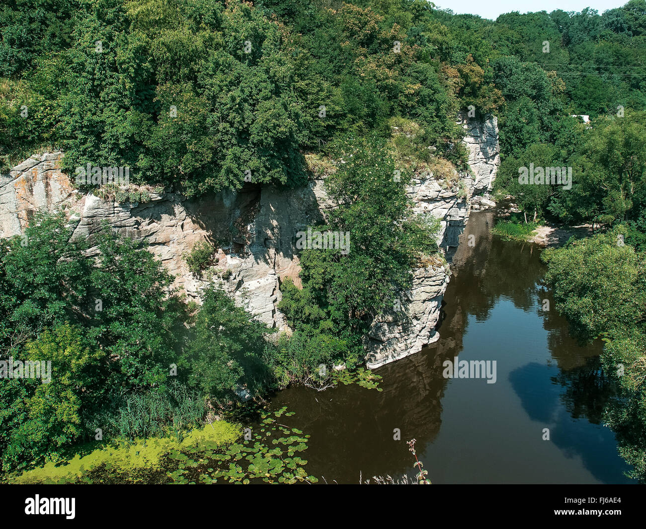 Buky Canyon in Tscherkassy, Ukraine. River Mountain Tikich. Stockfoto