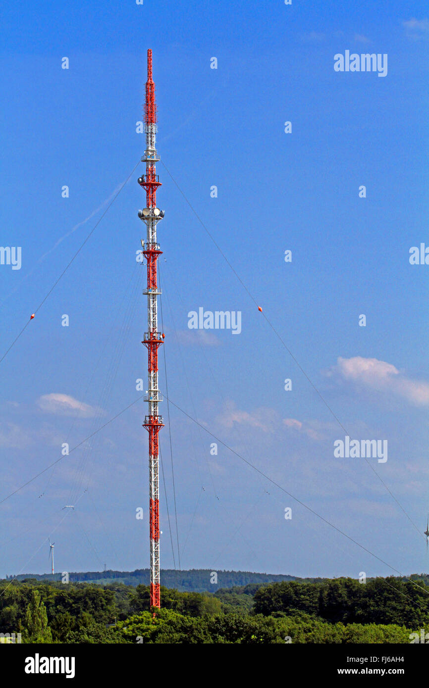Sendemast Langenberg Hordt, Sendemast Langenberg, Velbert, Langenberg, Nordrhein-Westfalen, Deutschland Stockfoto