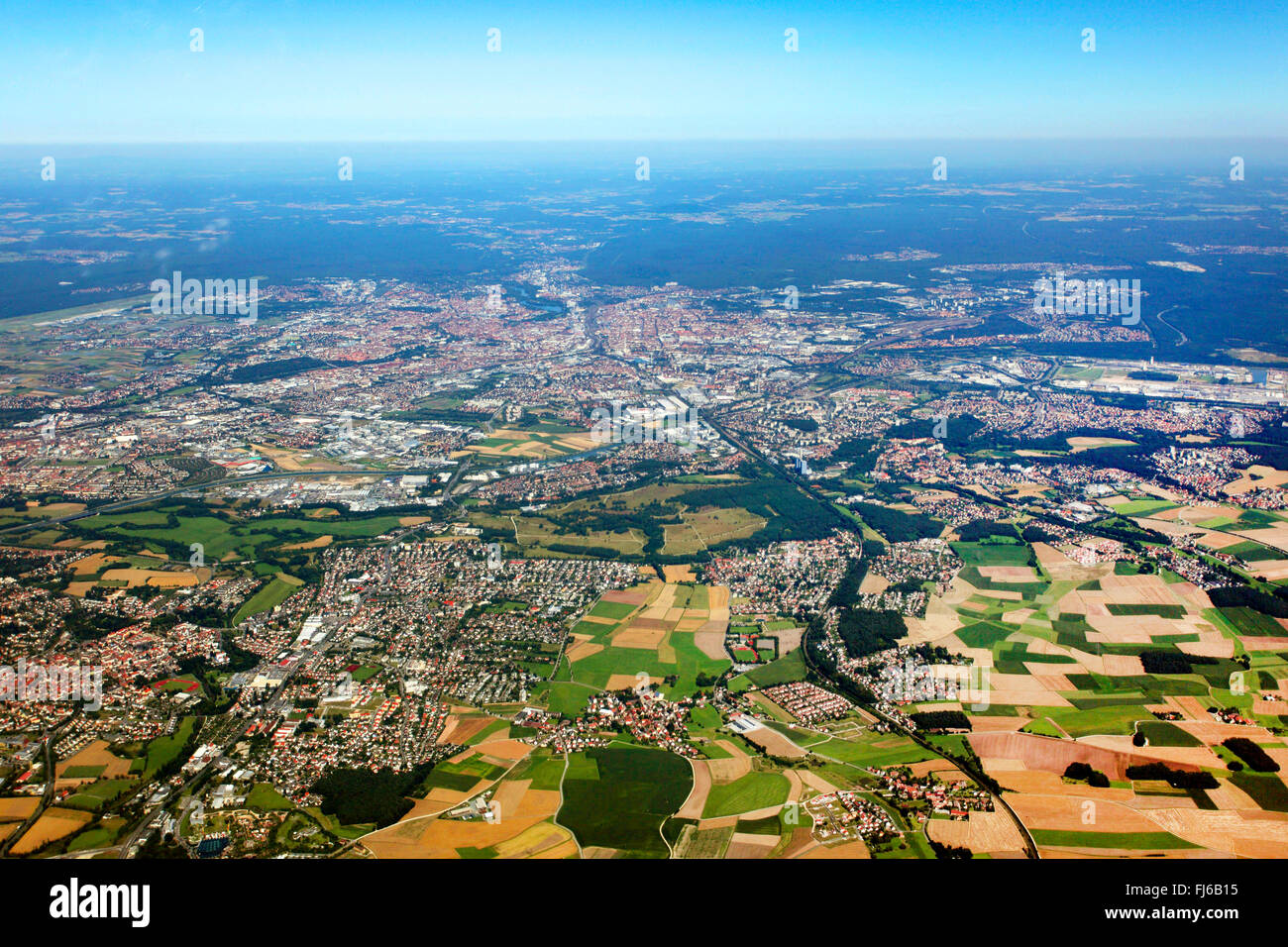 Luftbild, Nürnberg, Blick vom Südwesten, Deutschland, Bayern, Mittelfranken, Mittelfranken, Nürnberg Stockfoto