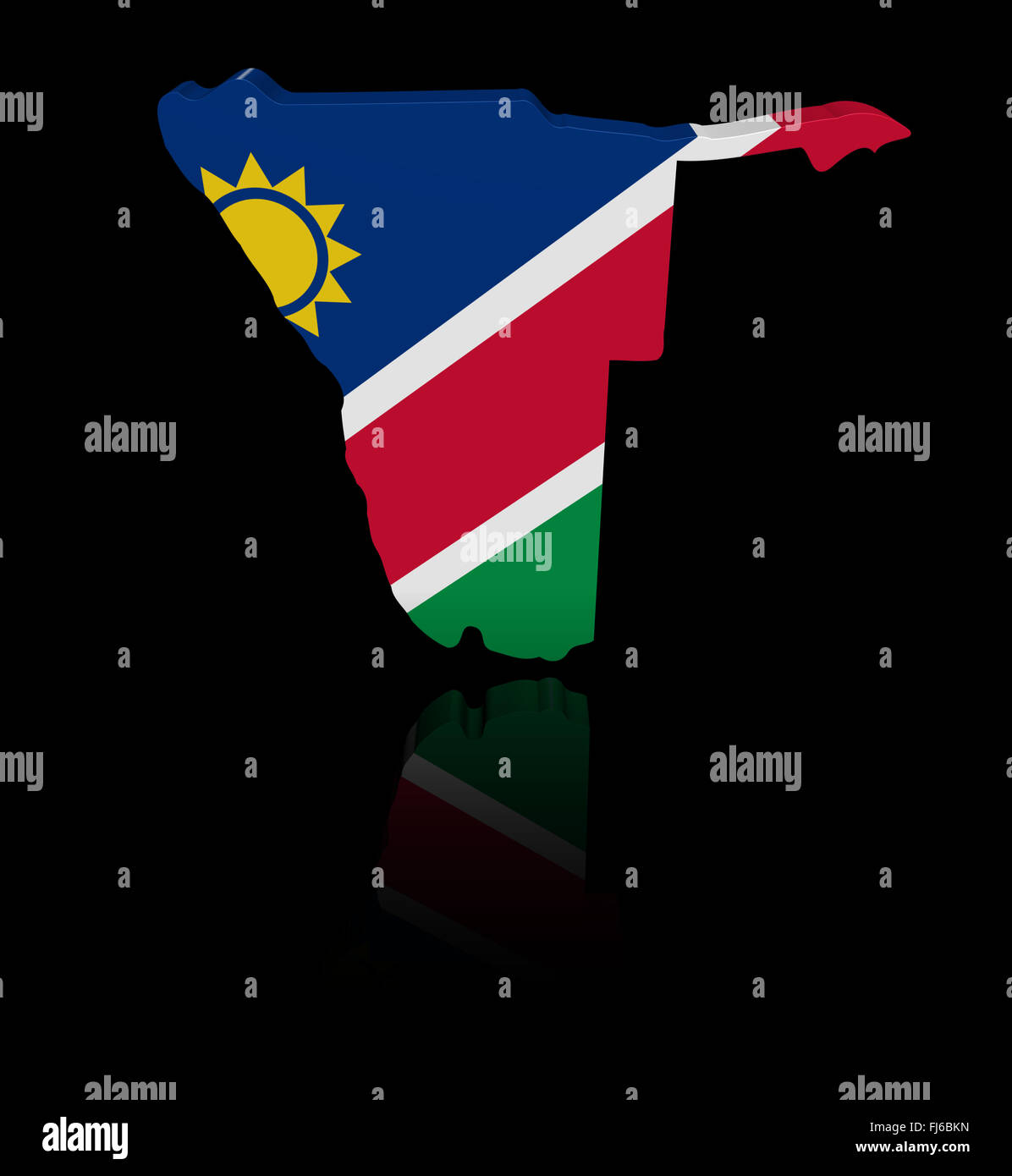 Namibia Karte Flagge mit Reflexion illustration Stockfoto