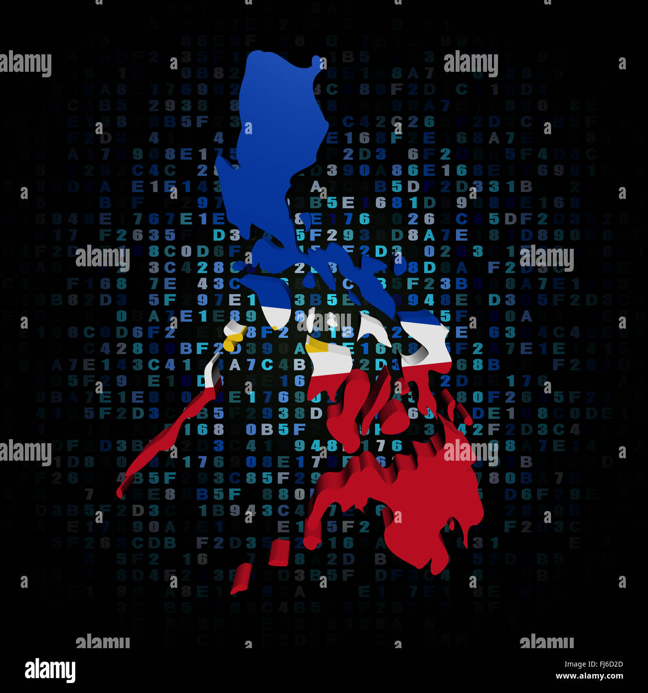 Philippinen Karte Flagge auf hex-Code illustration Stockfoto