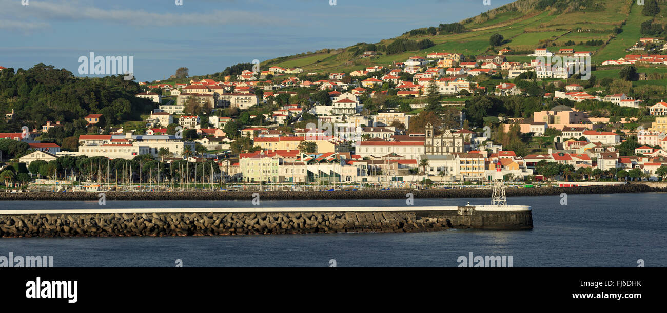 Hafen von Horta, Insel Faial, Azoren, Portugal, Europa Stockfoto