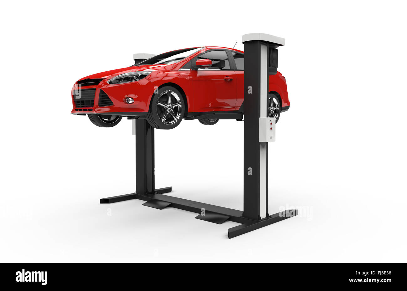 Auto heben isoliert auf weißem Hintergrund Stockfoto