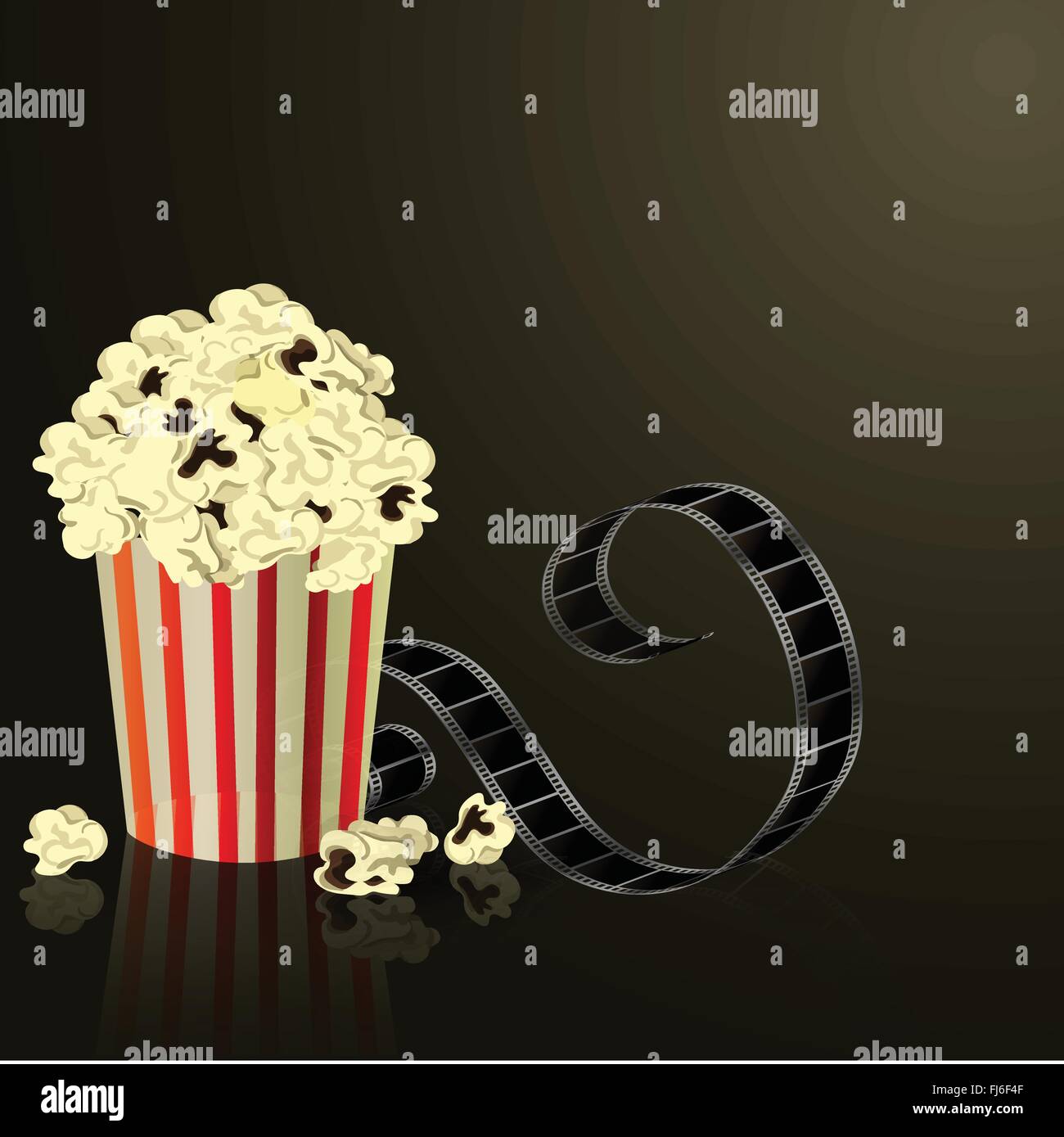 Popcorn-Schale, Filmstreifen Stock Vektor