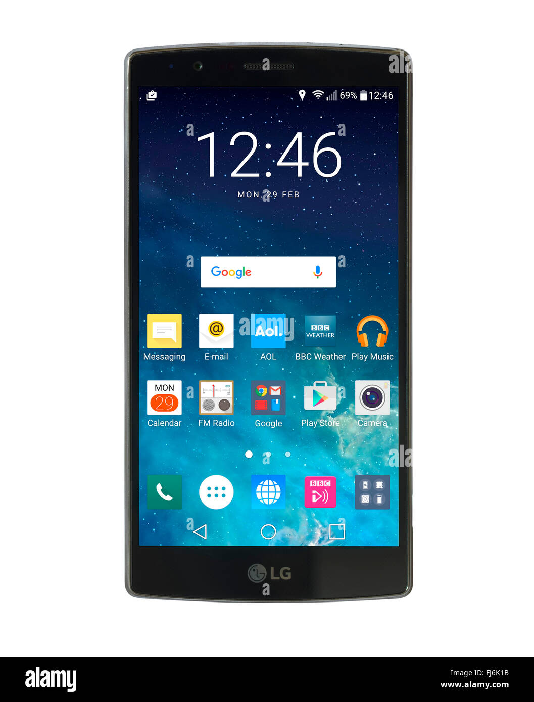 Home-Bildschirm auf einem LG G4 5.5 Zoll-Android-Smartphone mit Android 6 Marshmallow Stockfoto