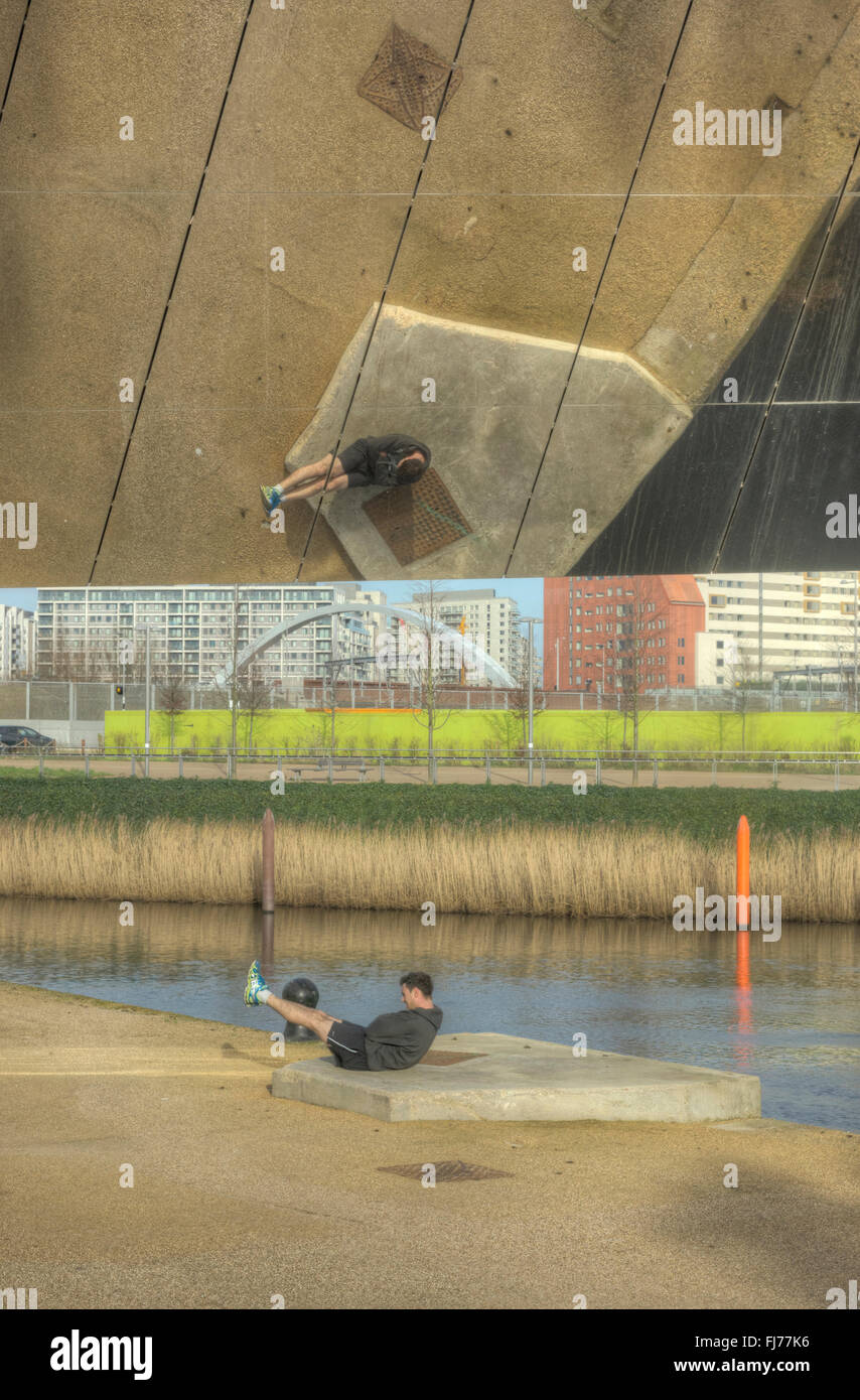 Ausbildung in einem Park, Boxen, Outdoor-training Stockfoto