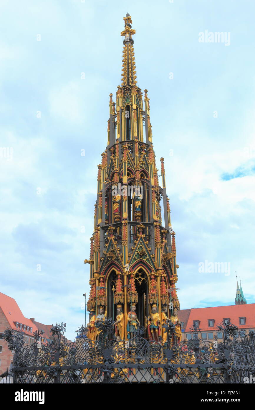 Schöner Brunnen, Nürnberg, Bayern, Deutschland Stockfoto