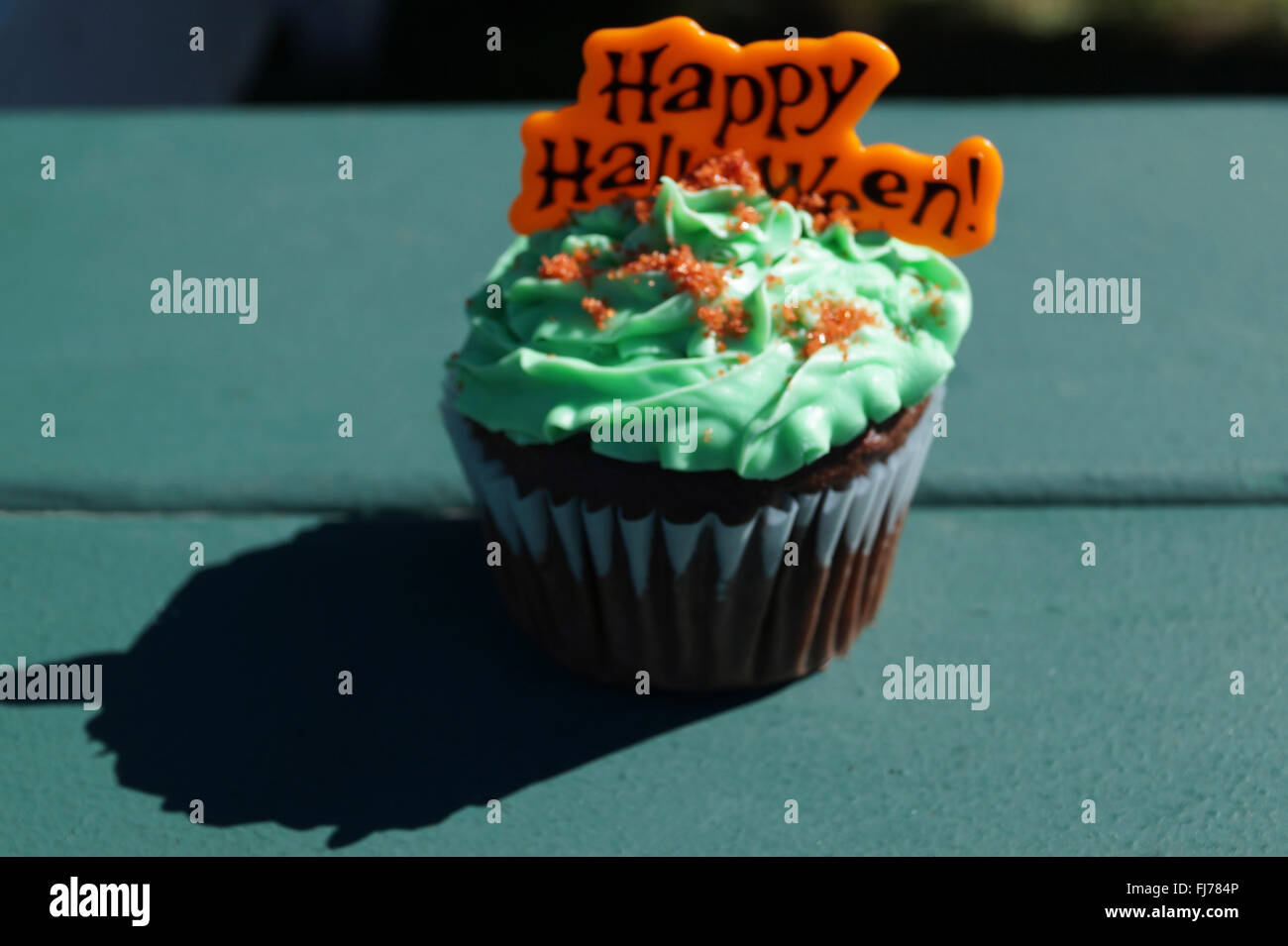 Ein Cupcake meiner Schwester für eine Halloween-Party gemacht. Stockfoto