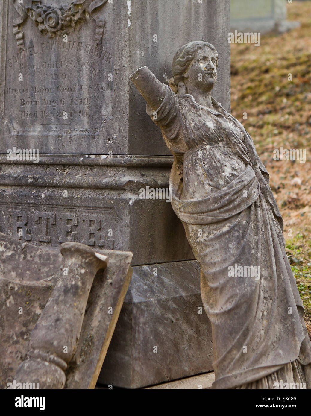 Grabstein Bildhauerei an der Oak Hill Cemetery in Georgetown / Washington, DC USA Stockfoto