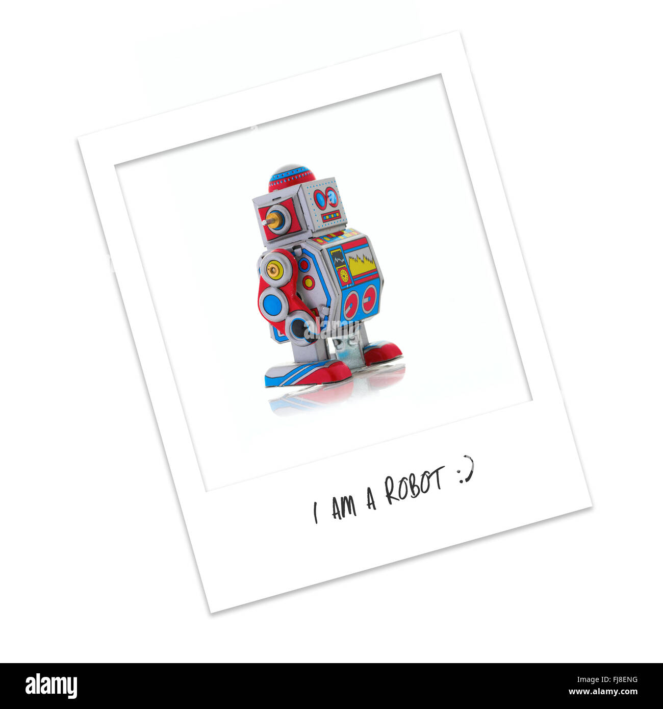 Polaroid-Foto eines Roboters Stockfoto