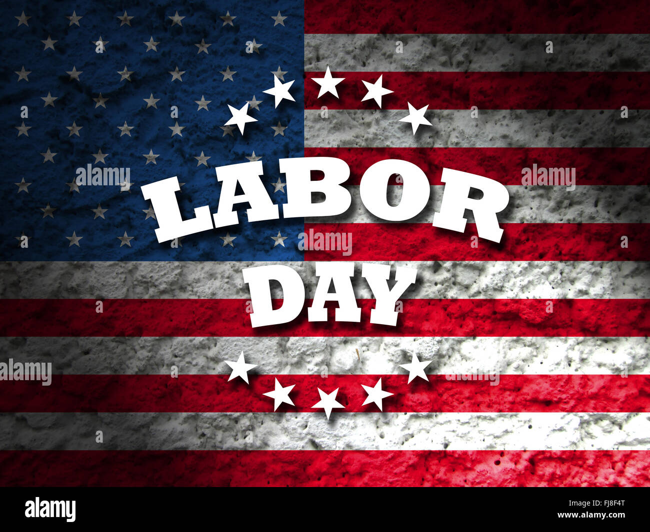 Labor Day Usa Karte mit amerikanische Flagge Grunge Style Hintergrund Stockfoto