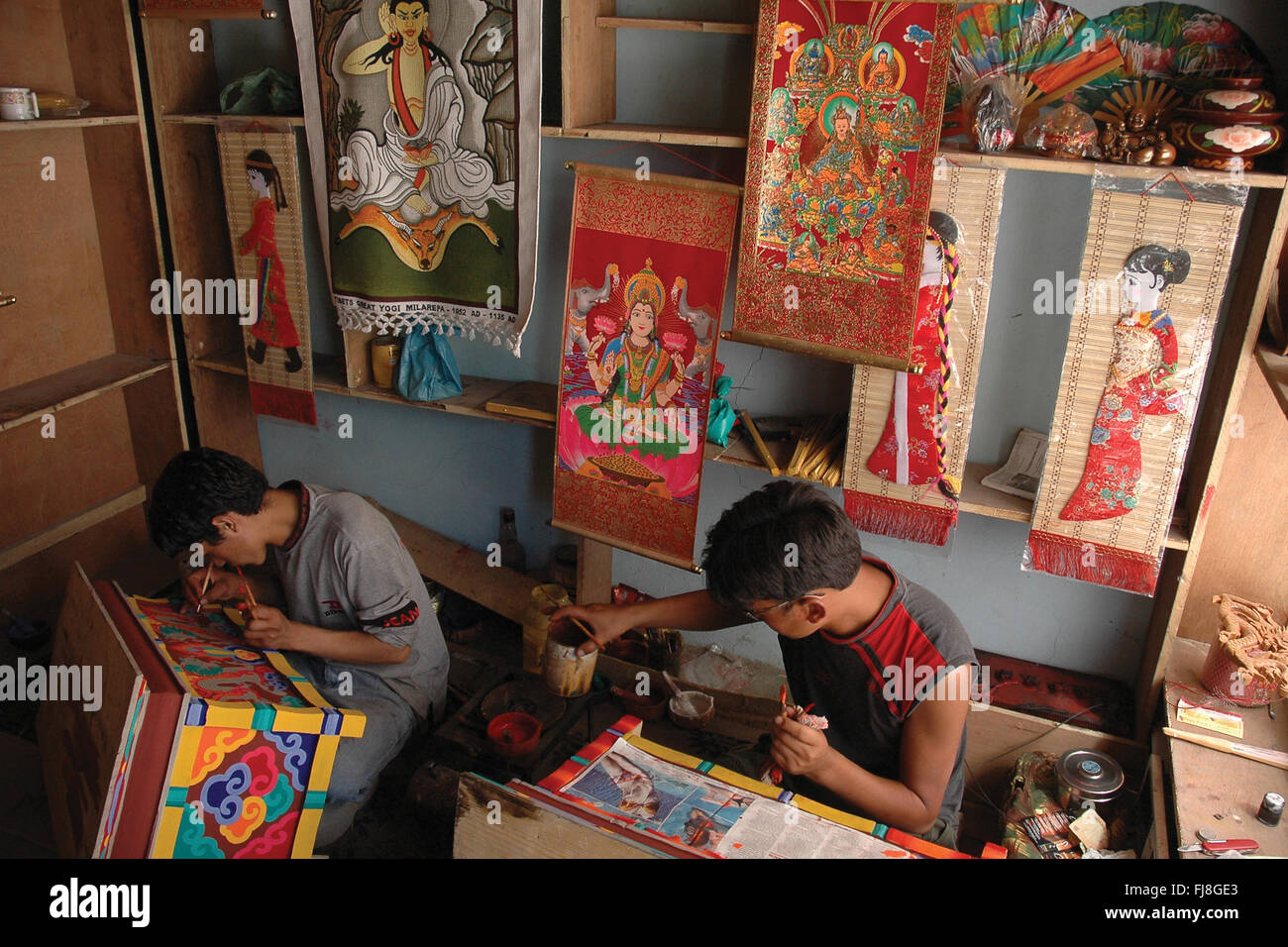 Thangka Malerei, Sikkim, Indien, Asien Stockfoto