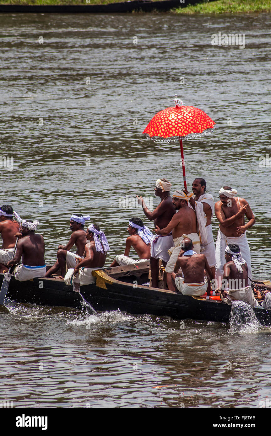 Schlange, Bootsrennen, Onam Festival, Kerala, Indien, Asien Stockfoto