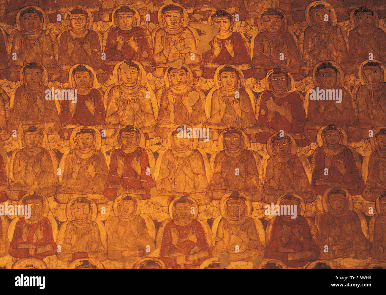 Gemälde von Ajanta Höhlen, Aurangabad, Maharashtra, Indien, Asien Stockfoto