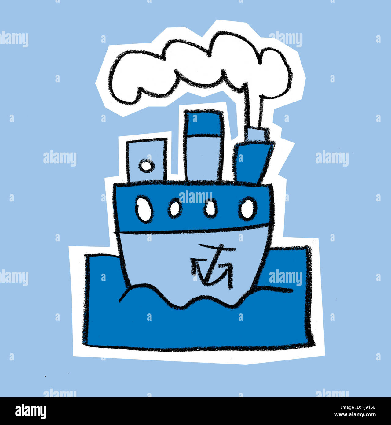 Einfaches Boot Auf Blau Stockfotografie Alamy