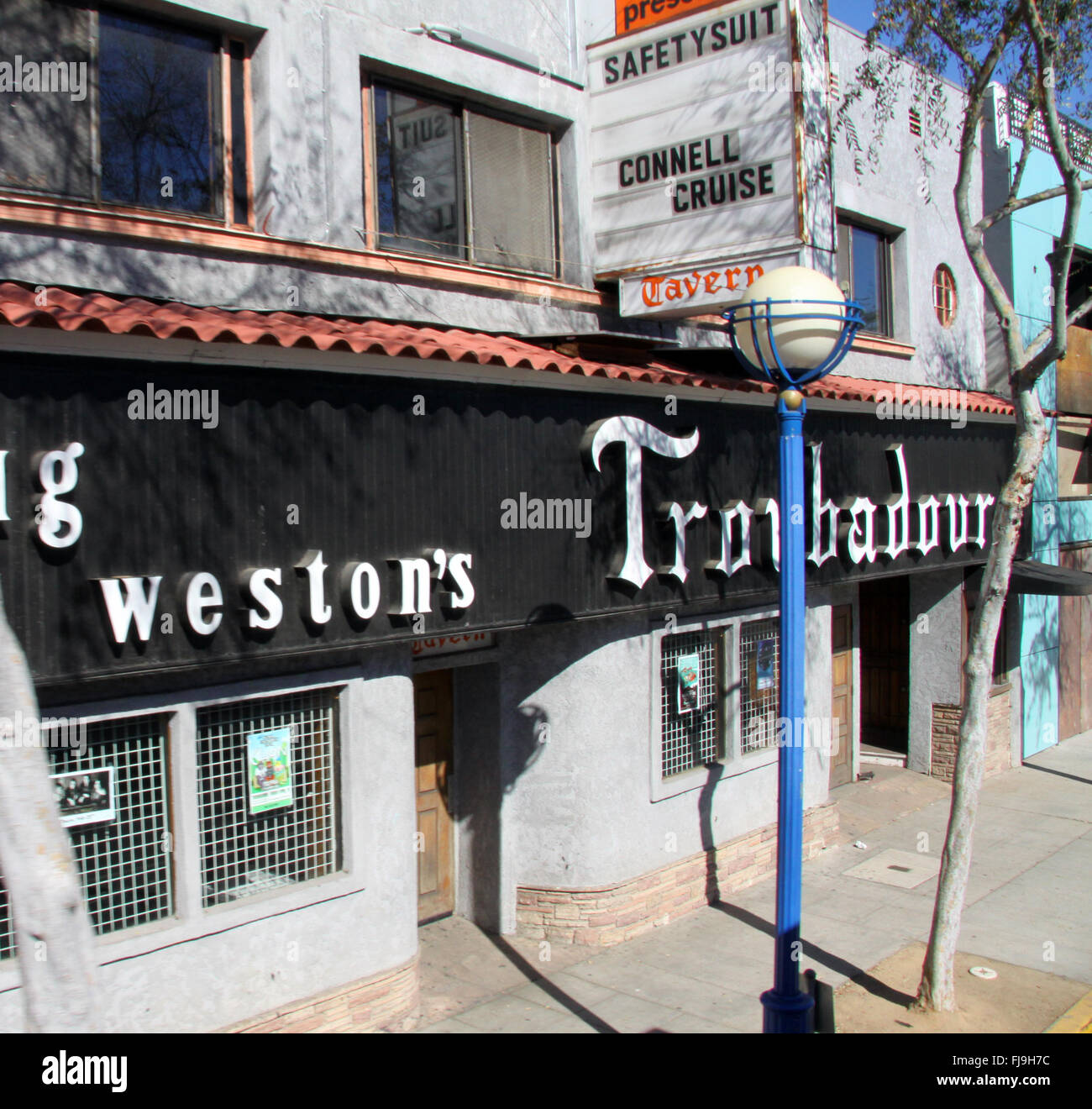 die Fassade des Doug Westons Troubadour Club Veranstaltungsort in Beverly Hills, Los Angeles, USA Stockfoto