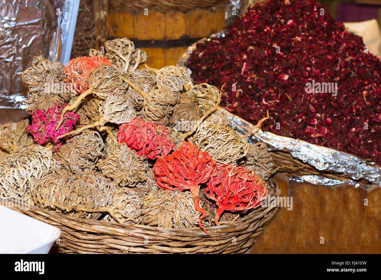 SHARM EL SHEIKH, Ägypten - 22. Februar 2014: Bunte nahtlose Textur mit Lebensmittel Gewürze und Kräuter, spice Market, Sharm El Sheikh Stockfoto