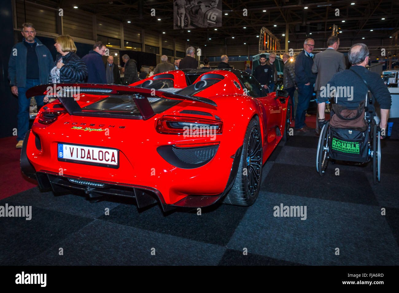 Hypercar Porsche 918 Spyder. Sicht nach hinten. Stockfoto