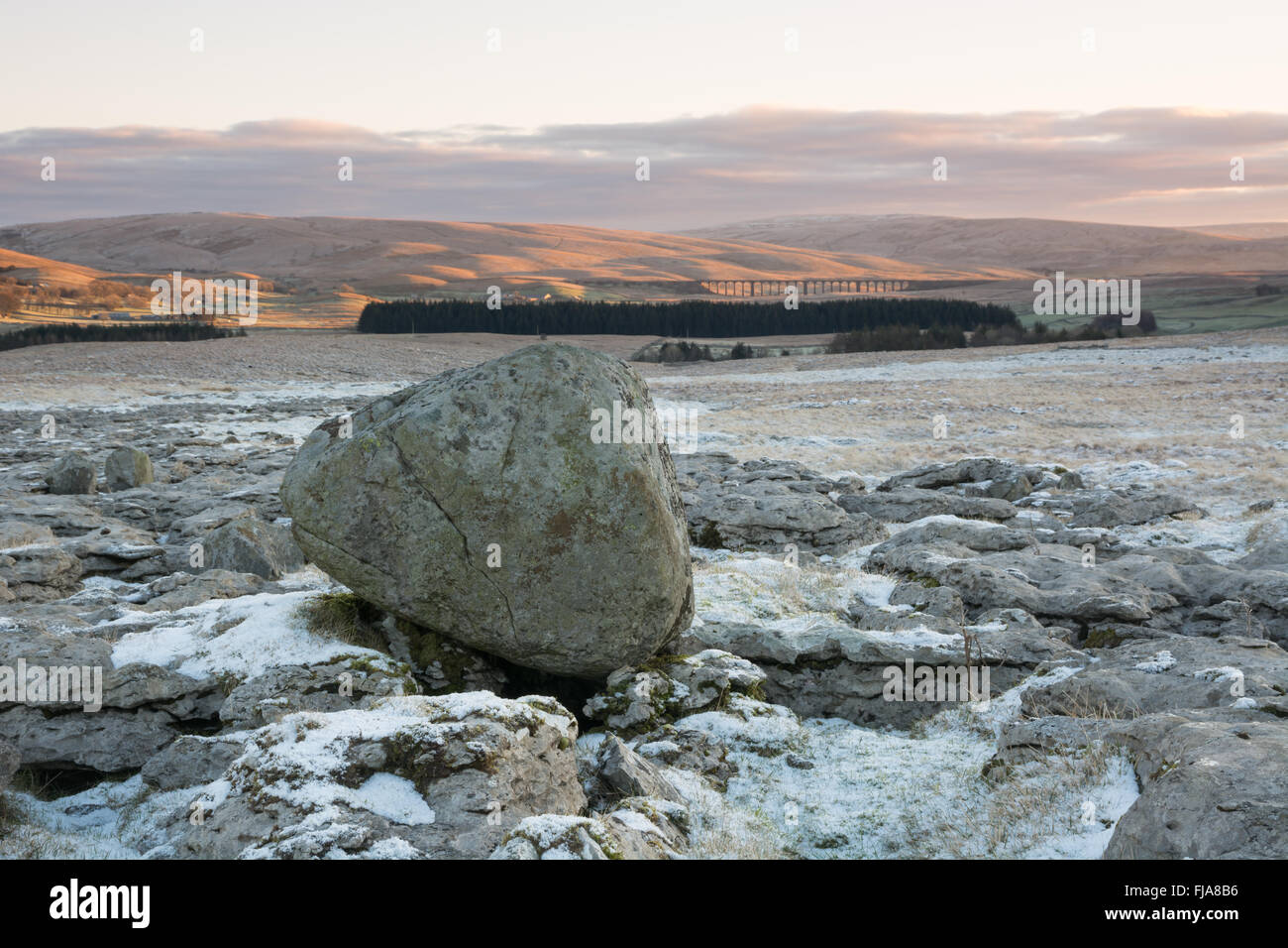 Findlinge auf den Bürgersteigen von Kalkstein in den Yorkshire Dales oben Ribblesdale Stockfoto