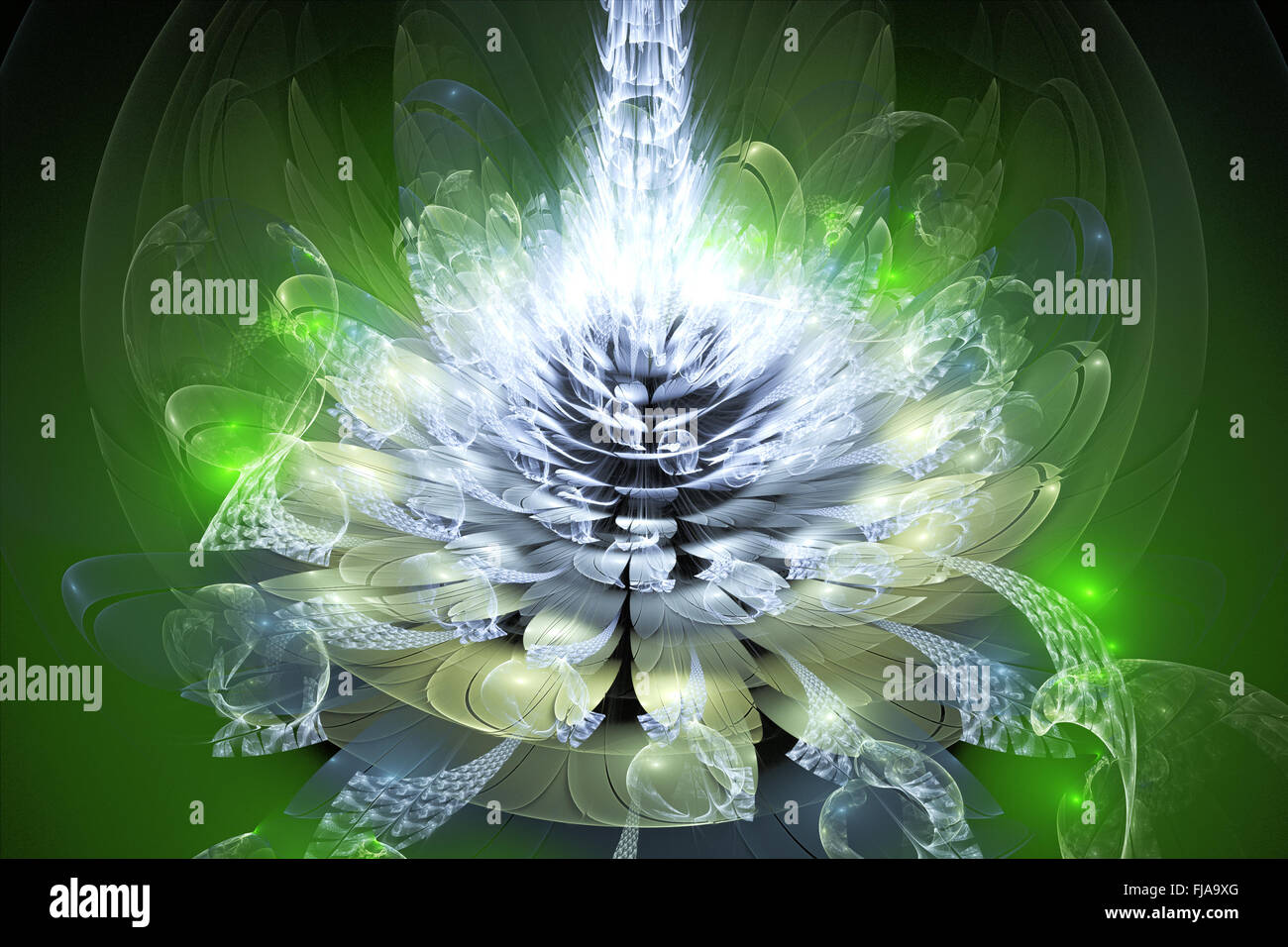 Grüne Fraktale Blume, abstrakten Hintergrund Stockfoto