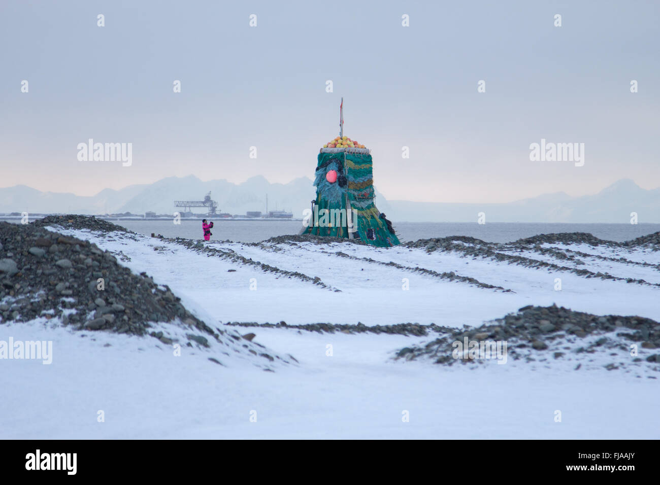 Schauplatz in Hafen von Longyearbyen, Spitzbergen (Svalbard). Norwegen Stockfoto