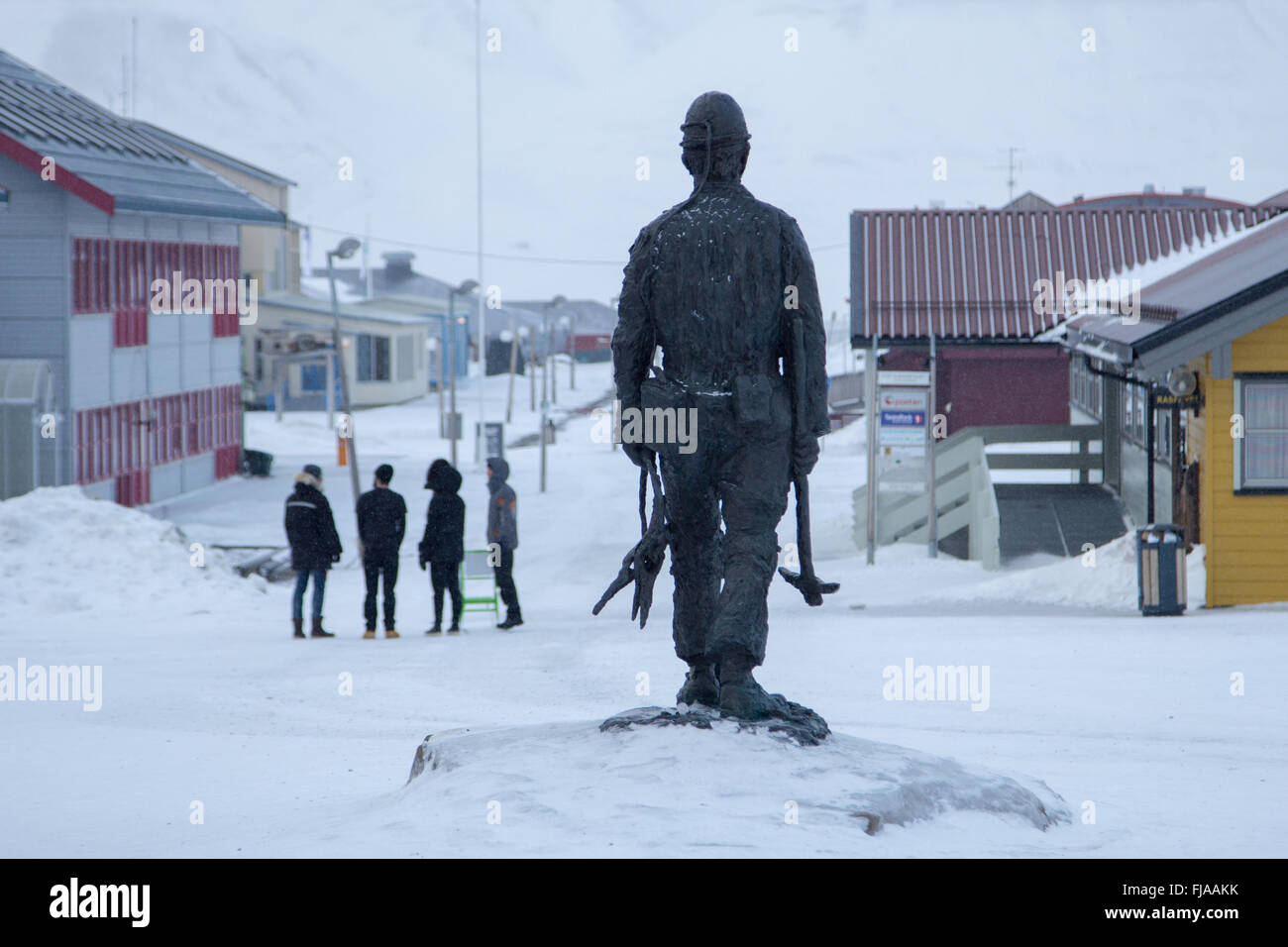 Denkmal für Bergarbeiter. Schauplatz in Longyearbyen, Spitzbergen (Svalbard). Norwegen Stockfoto