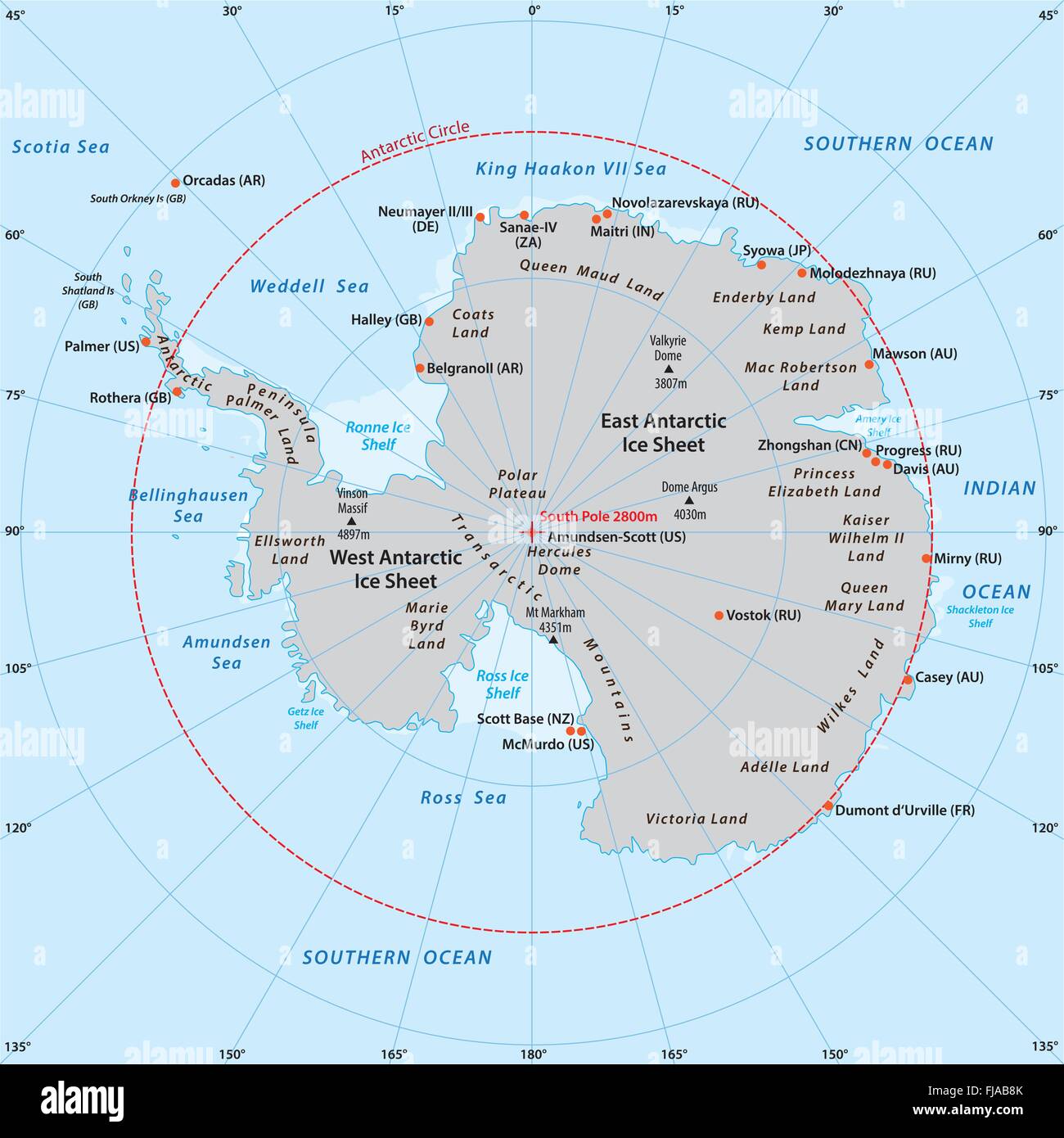 Antarktis Karte Stock Vektor