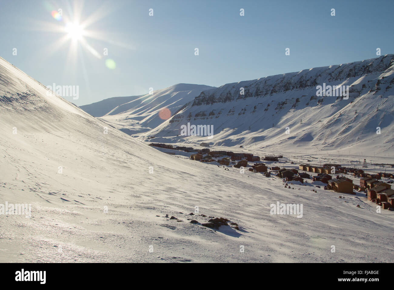 Eine Stadt-Details von Longyearbyen - die nördlichste Siedlung der Welt. Spitzbergen (Svalbard). Norwegen. Stockfoto