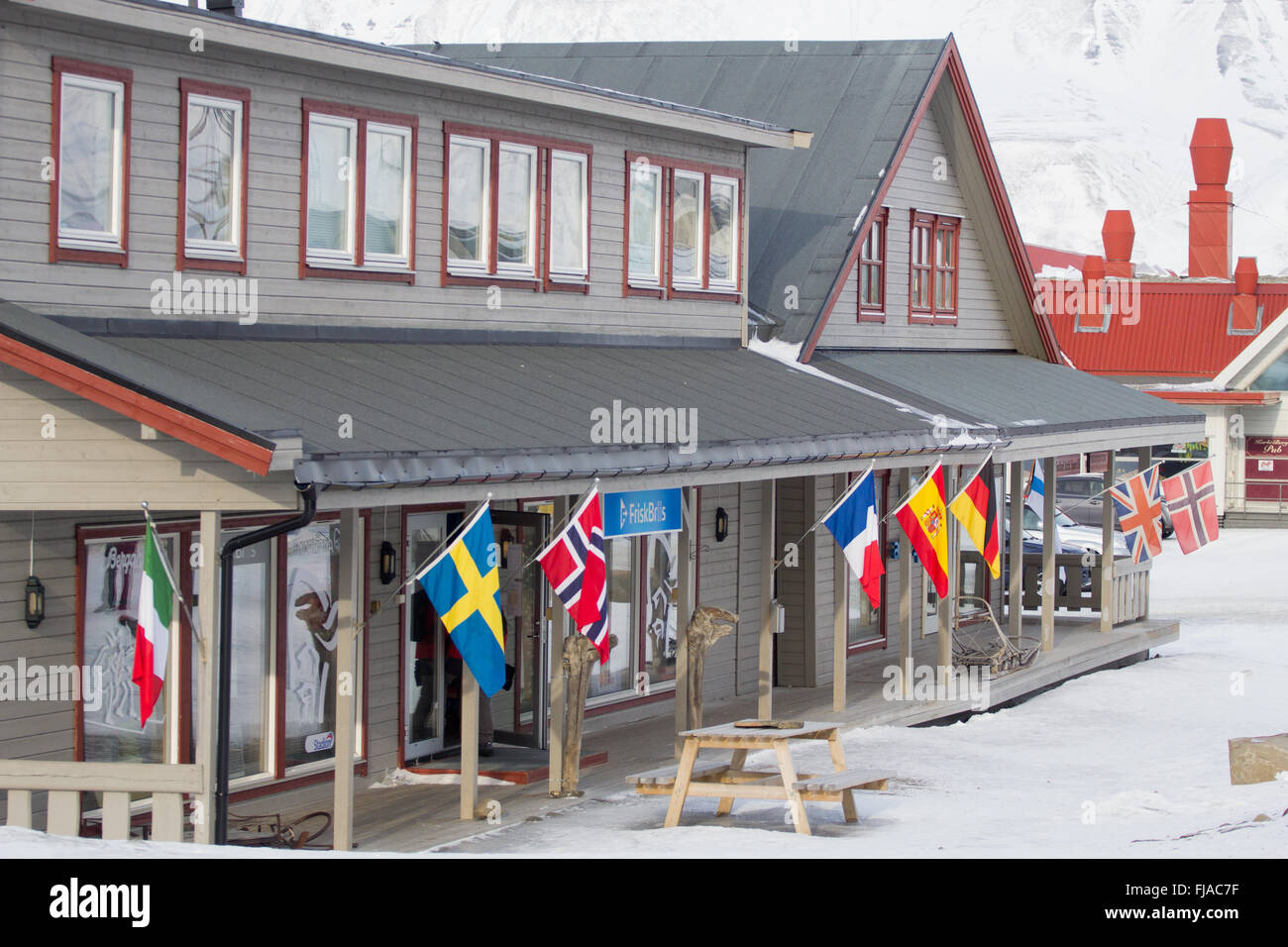 Eine Stadt-Details von Longyearbyen - die nördlichste Siedlung der Welt. Spitzbergen (Svalbard). Norwegen. Stockfoto