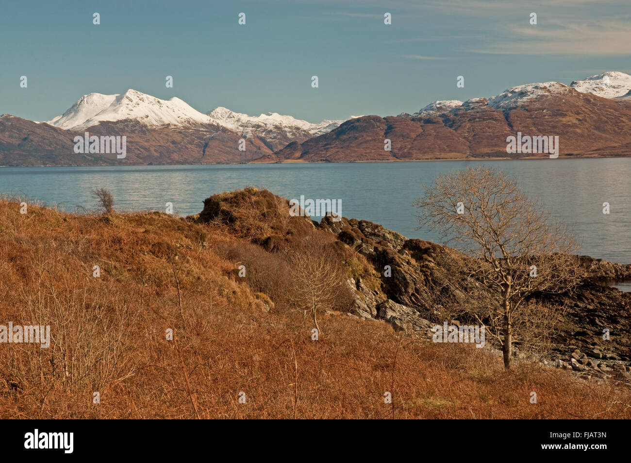 Blick von Kilmore über den Sound of Sleat nach Knoydart Stockfoto