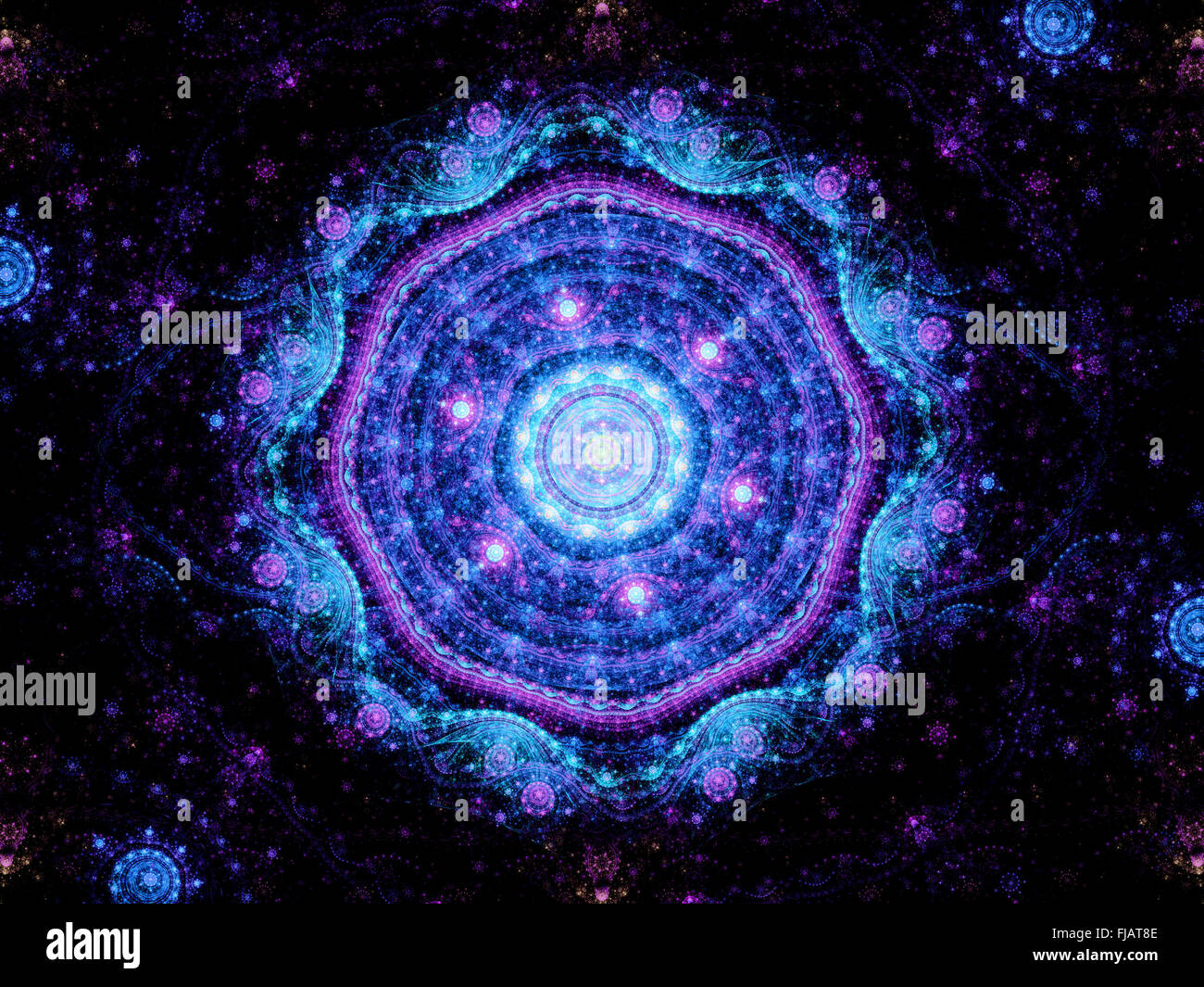 Magische Mandala Raumobjekt, Fraktal-Hintergrund Stockfoto