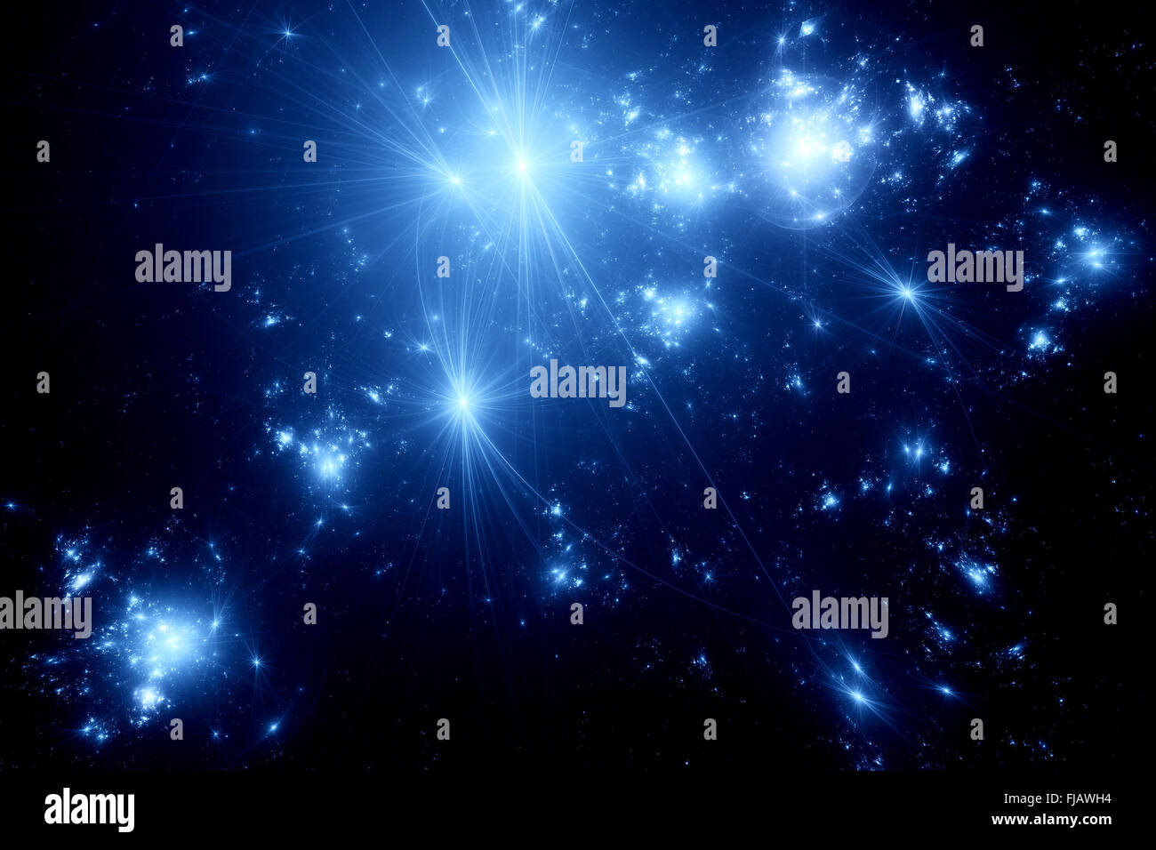 Junge Sterne im Weltall, Computer generierte Fraktale Hintergrund Stockfoto