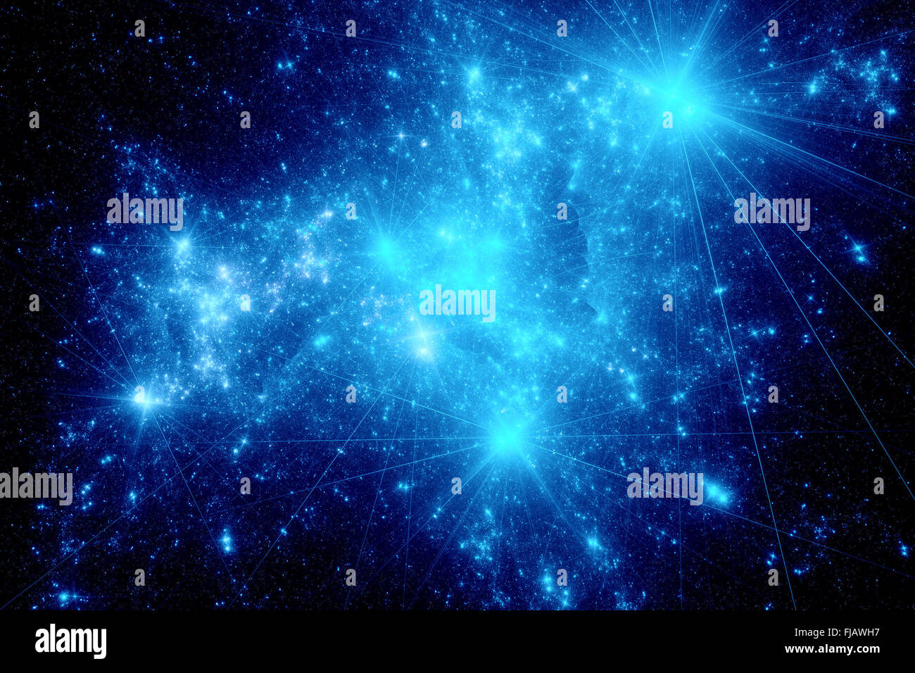 Blaue Sterne im Raum erzeugt Computer Fraktale Hintergrund Stockfoto