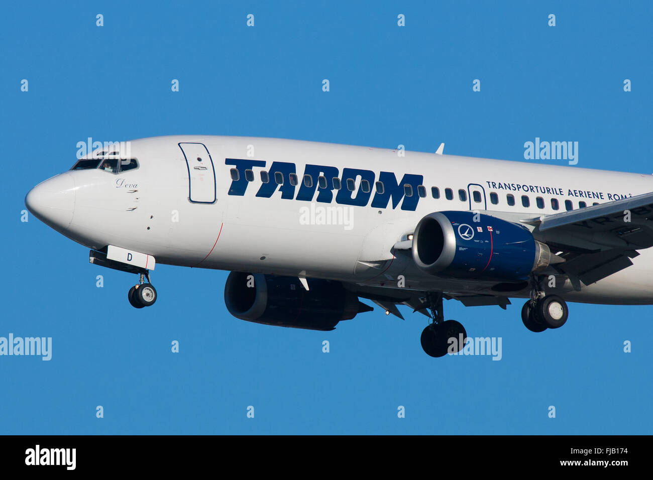 TAROM rumänischer Airlines Boeing 737-Flugzeuge Stockfoto