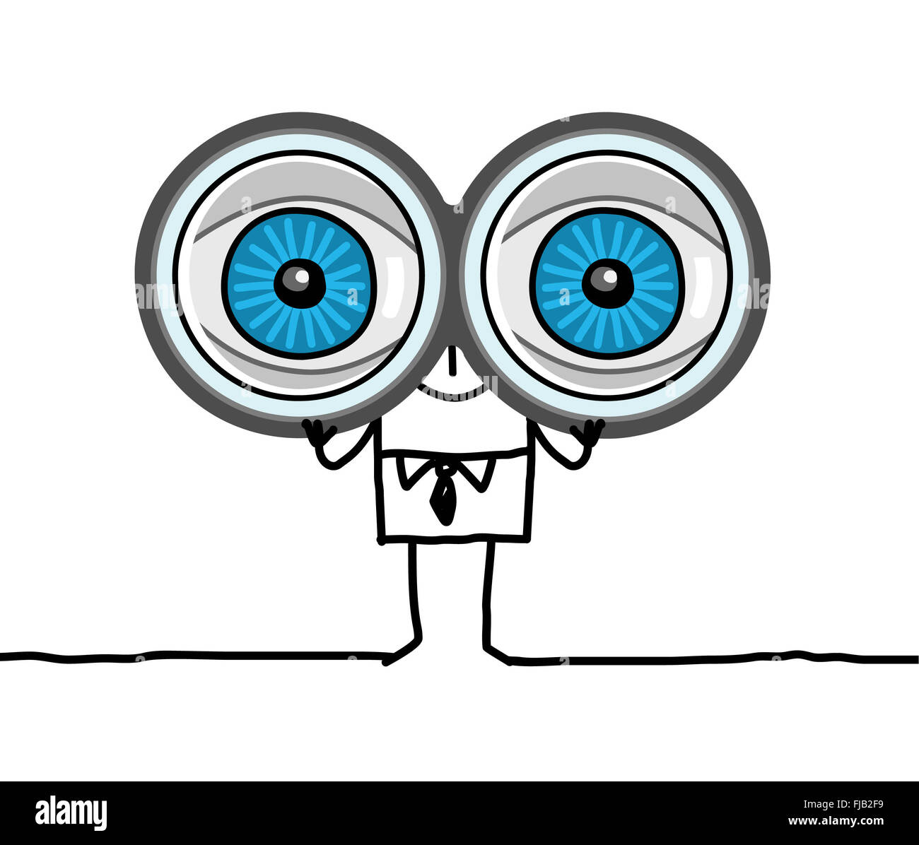 Hand gezeichneten Comic-Figuren - große Augen und ein Fernglas  Stockfotografie - Alamy