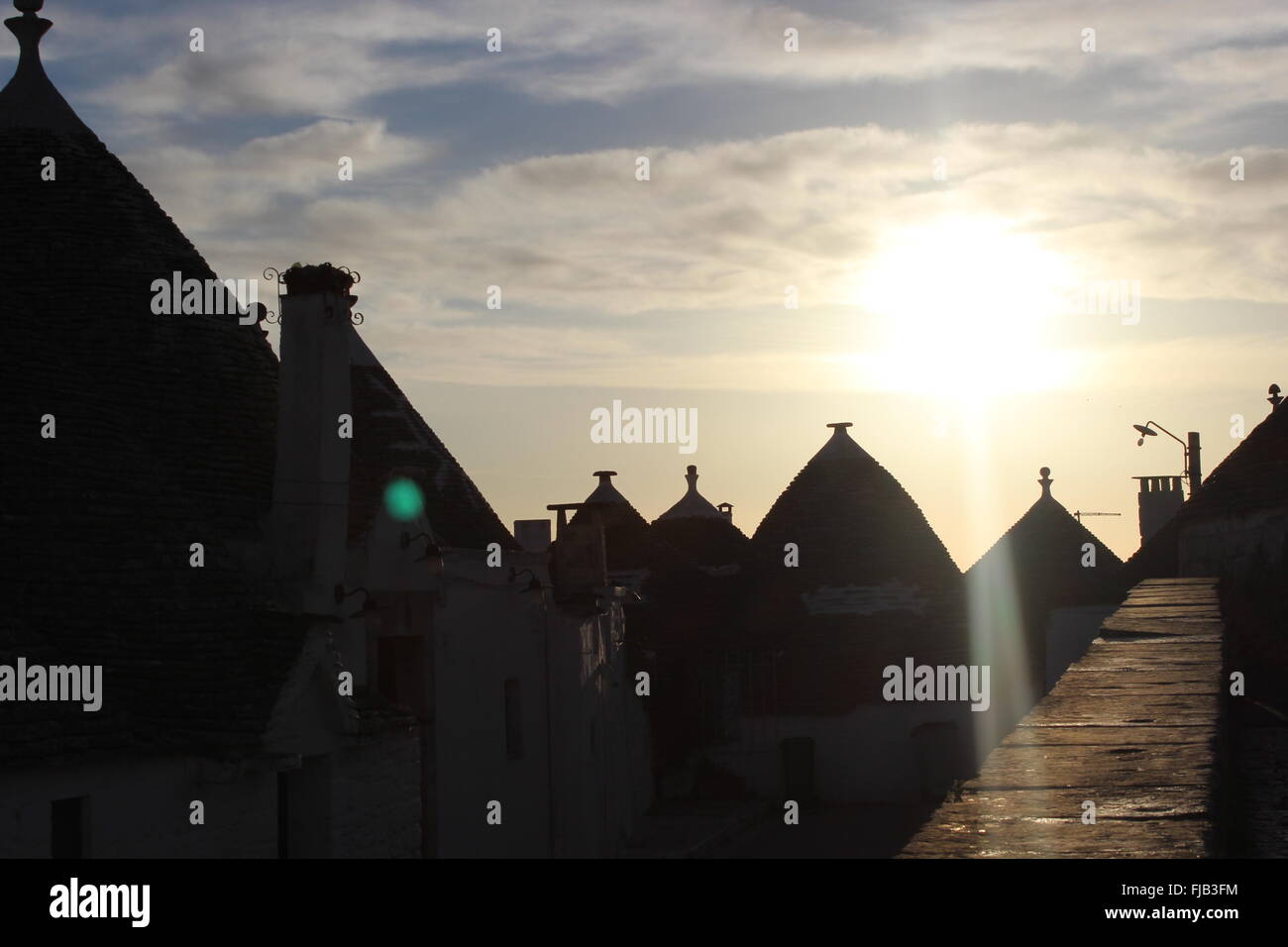Sonnenlicht in Alberobello Stockfoto