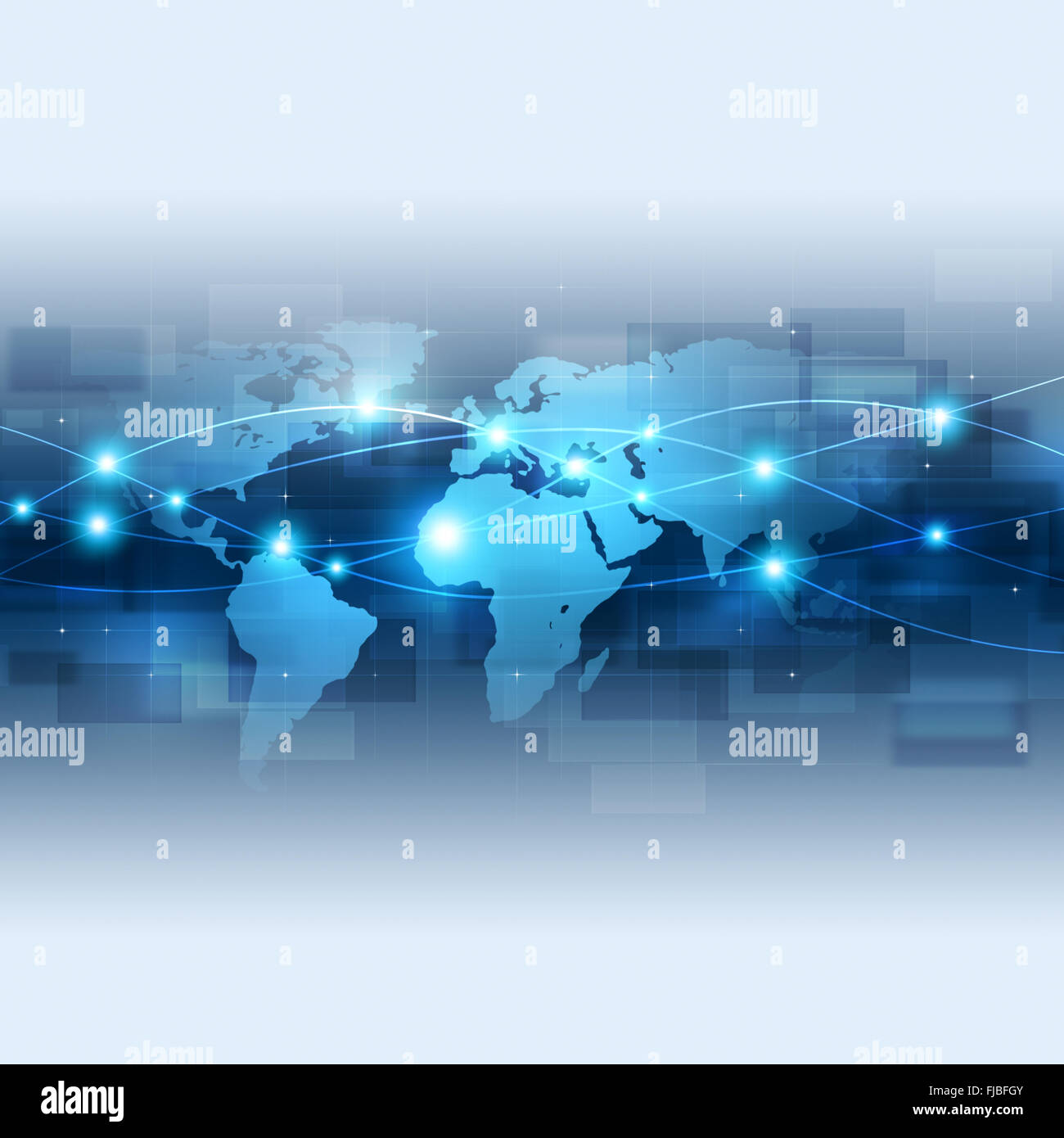 abstrakte Technologie globales Netzwerk Verbindung blau Hintergrund Stockfoto