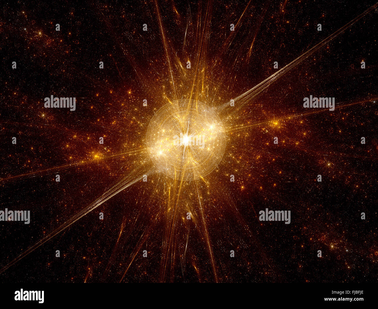 Urknall im Deep Space, Computer generierte Fraktale Hintergrund Stockfoto