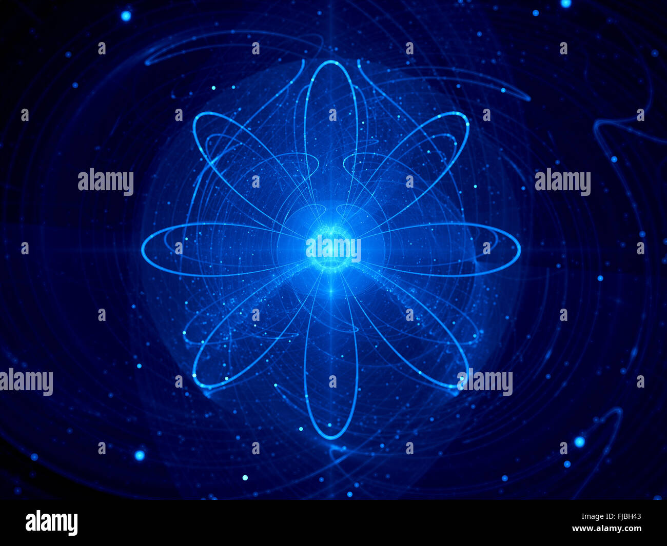 Atomkraft im Raum, abstrakte Wissenschaft Hintergrund Stockfoto