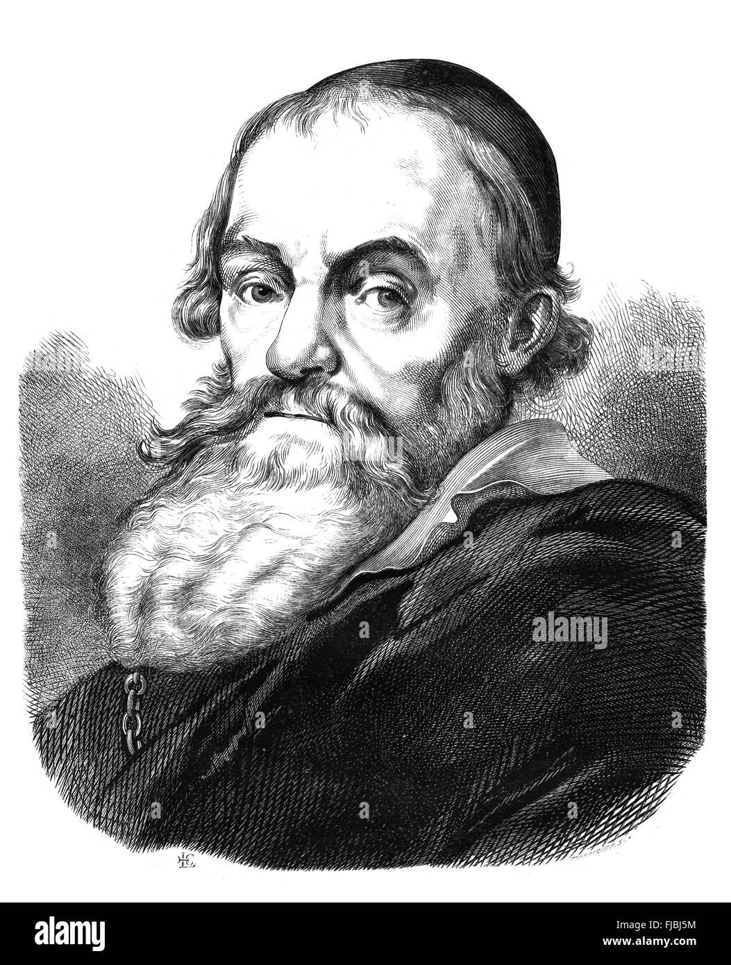 Hendrick Goltzius (1558-1617), deutschstämmiger niederländischen Grafiker, Zeichner und Maler. Kupferstich von Magasin Pittoresqie, 1860. Stockfoto