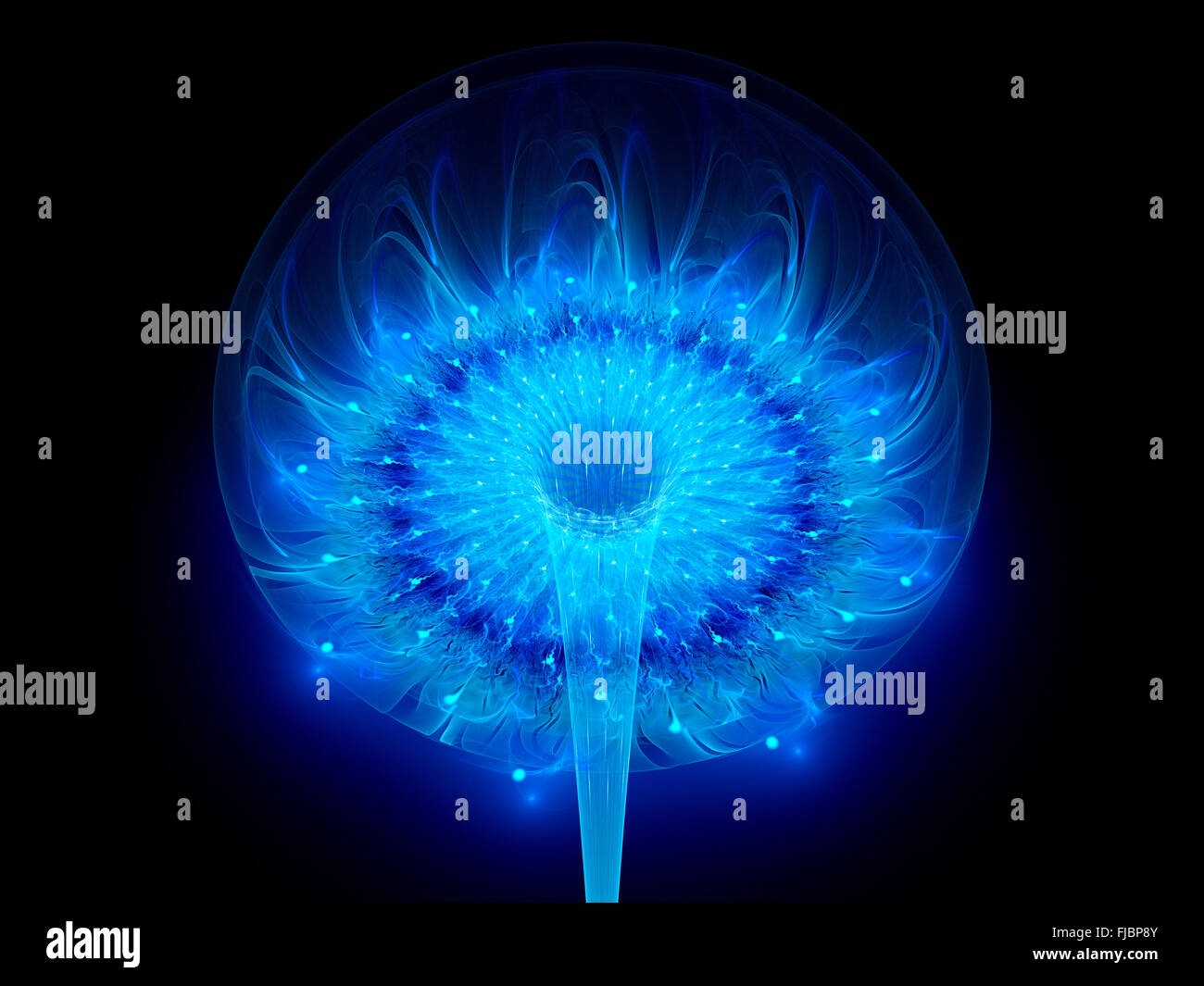Blauer Raum Fraktale Blume, Computer generiert abstrakten Hintergrund Stockfoto
