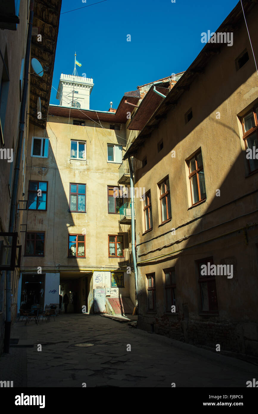 altes Haus in der alten Stadt Lemberg Stockfoto
