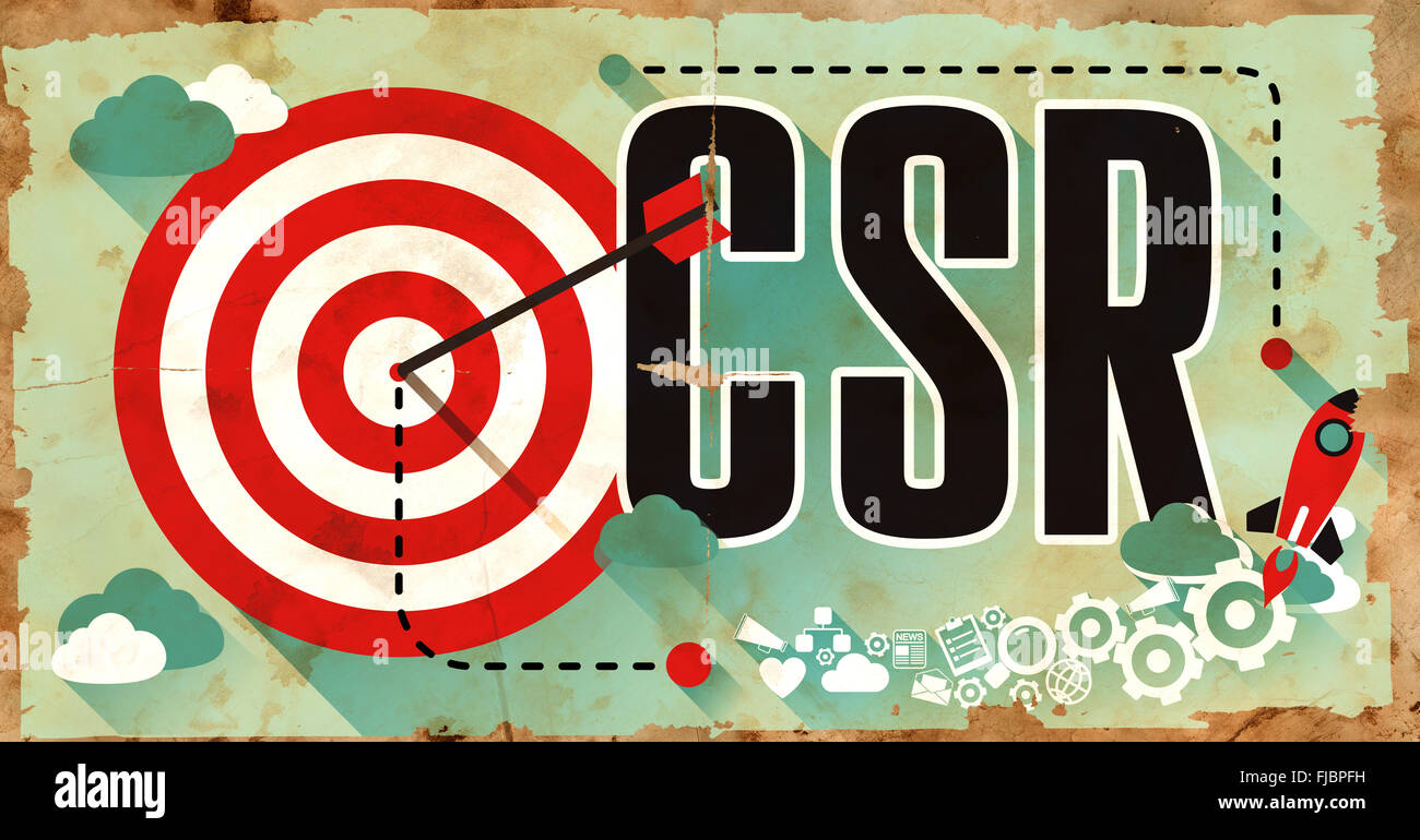CSR auf Grunge-Poster im Flat Design. Stockfoto
