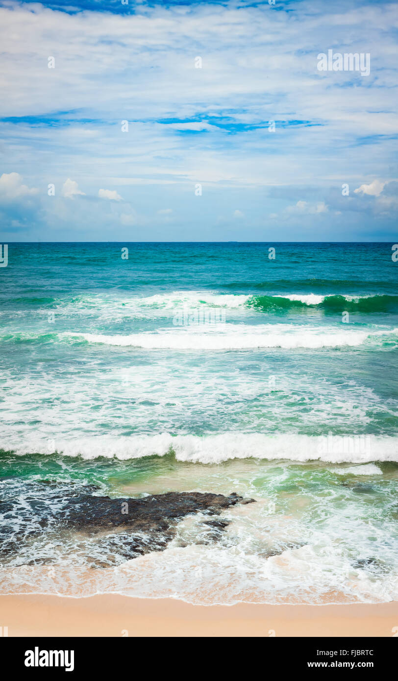 Blick auf den Indischen Ozean. Vertikales panorama Stockfoto