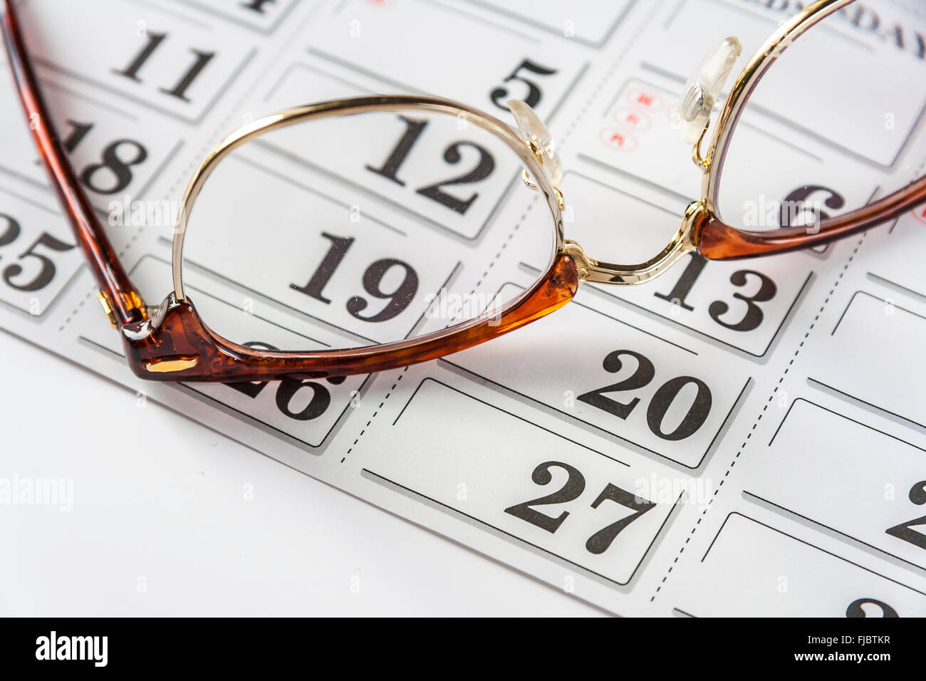 Brillen-Kalender Stockfoto