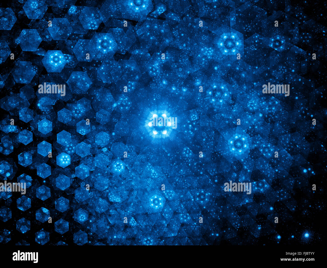 Nanotechnologie, leuchtende blaue Sechsecke, computergenerierten abstrakten Hintergrund Stockfoto