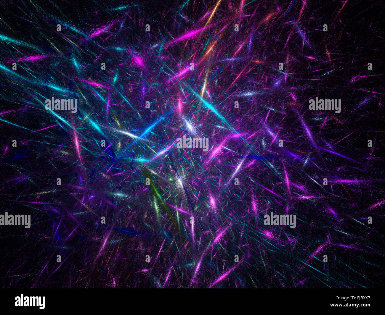 Leuchtende violette Linien im Raum, generierte Computer abstrakten Hintergrund Stockfoto